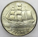 2 zł złote 1936 Żaglowiec Statek PIĘKNA