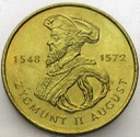 2 zł, złote 1996 Zygmunt II August
