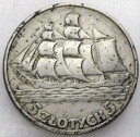 5 zł złotych 1936 Żaglowiec Żaglówka Statek