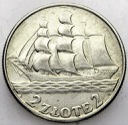 2 zł złote 1936 Żaglowiec Statek ŁADNA