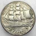 2 zł złote 1936 Żaglowiec Statek ŁADNA
