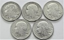 LOT 5 x 5 zł Głowa kobiety, INWESTYCJA AG SREBRO