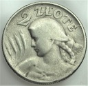 2 zł złote 1925 Kobieta i kłosy, żniwiarka, kropka