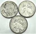 LOT 3 x 10 zł Głowa kobiety, INWESTYCJA AG SREBRO