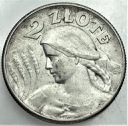 2 zł złote 1925 Kobieta i kłosy, żniwiarka, kropka