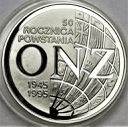 20 zł złotych 1995 ONZ 50 rocznica powstania