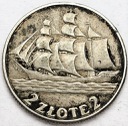 2 zł złote 1936 Żaglowiec Statek