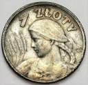1 zł złoty 1925 Kobieta i kłosy, żniwiarka, kropka