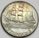5 zł złotych 1936 Żaglowiec Żaglówka Statek