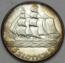 5 zł złotych 1936 Żaglowiec Żaglówka Statek