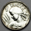 1 zł złoty 1925 Kobieta i kłosy, żniwiarka, kropka
