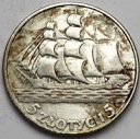 5 zł złotych 1936 Żaglowiec Żaglówka Statek