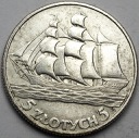 5 zł złotych 1936 Żaglowiec Żaglówka Statek