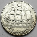 5 zł złotych 1936 Żaglowiec Żaglówka Statek