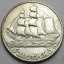 5 zł złotych 1936 Żaglowiec Żaglówka Statek