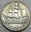 5 zł złotych 1936 Żaglowiec Żaglówka Statek