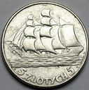 5 zł złotych 1936 Żaglowiec Żaglówka Statek
