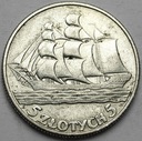 5 zł złotych 1936 Żaglowiec Żaglówka Statek