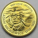 2 zł, złote 1998 Adam Mickiewicz
