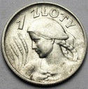 1 zł złoty 1925 Kobieta i kłosy, żniwiarka, kropka