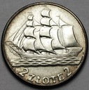 2 zł złote 1936 Żaglowiec Żaglówka Statek