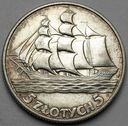 5 zł złotych 1936 Żaglowiec Żaglówka Statek