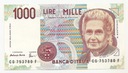 Banknot Włochy 1990 1000 Lirów Mille Lire