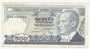 Banknot Turcja 1970 500 Lira Lirów