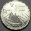 Kanada 5 Dolarów SREBRO 1976 Montreal Wioska Olimp