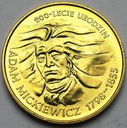 2 zł, złote 1998 Adam Mickiewicz PIĘKNA POŁYSK