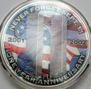1 dolar 2002 oz uncja SREBRO World Trade Center