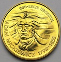 2 zł, złote 1998 Adam Mickiewicz BARDZO ŁADNA