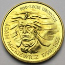 2 zł, złote 1998 Adam Mickiewicz BARDZO ŁADNA