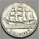 2 zł złote 1936 Żaglowiec Żaglówka Statek