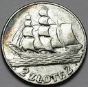 2 zł złote 1936 Żaglowiec Żaglówka Statek