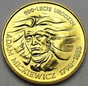 2 zł, złote 1998 Adam Mickiewicz PIĘKNA POŁYSK