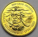 2 zł, złote 1998 Adam Mickiewicz POŁYSK POLECAMY