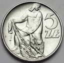 5 zł, pięć złotych z Rybakiem 1974 Rybak