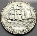 2 zł złote 1936 Żaglowiec Żaglówka Statek
