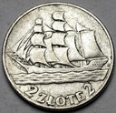 2 zł złote 1936 Żaglowiec Żaglówka Statek