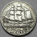 2 zł złote 1936 Żaglowiec Żaglówka Statek