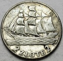 2 zł złote 1936 Żaglowiec Żaglówka Statek