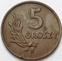 5 gr, pięć groszy 1949 Brąz