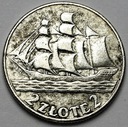 2 zł złote 1936 Żaglowiec Żaglówka Statek