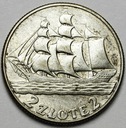 2 zł złote 1936 Żaglowiec Żaglówka Statek