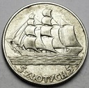 5 zł złotych 1936 Żaglowiec Żaglówka Statek