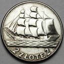 2 zł złote 1936 Żaglowiec Żaglówka Statek