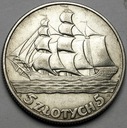 5 zł złotych 1936 Żaglowiec Żaglówka Statek ŁADNA