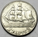 2 zł złote 1936 Żaglowiec Żaglówka Statek SREBRO
