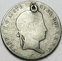 Węgry 20 Krajcarów 1845 SREBRO dziura